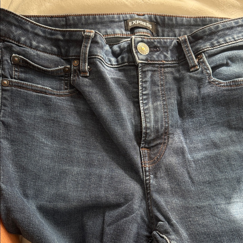 Express Dark Blue Straight Leg Jeans - Picture 2 of 3